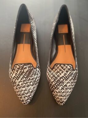 Dolce Vita Black & White Tweed Calf-Hair Pointed-Toe Loafers